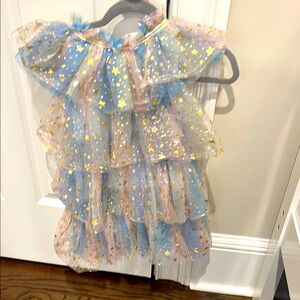 Lola + The Boys Starry Blue and Pink Kids dress